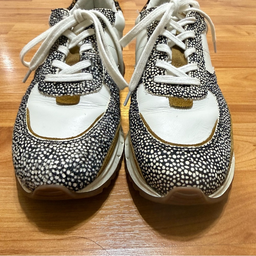 Madewell Leather Suede White Brown & Spotted Sneakers Gorgeous & Sanitized - Picture 4 of 10